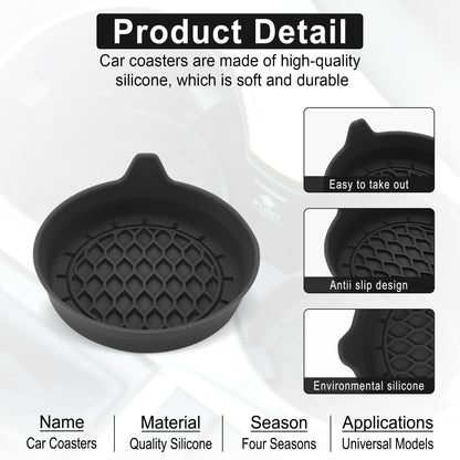SINGARO Silicone Car Cup Holder Coasters – 4 Pack Black